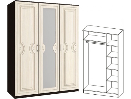 Шкаф Зара 3-х Створчатый МДФ ЗШ-03 (1,5х2,02х0,51)/Разные Цвета 