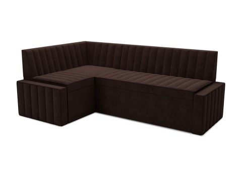 Кухонный угловой диван дельфин Вермут микровелюр коричневый