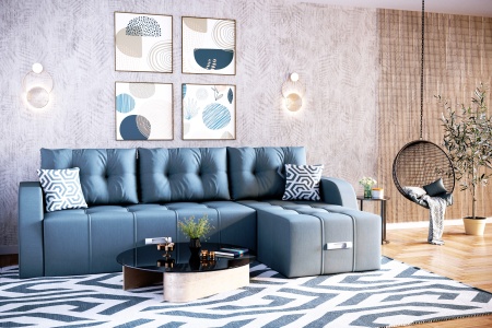 Диван Угловой Сан-Франциско Ножками-Кубышками Ш-2670 х Г-1570 х В-800 мм/Спальное место Ш-1570 х Г-2270 мм