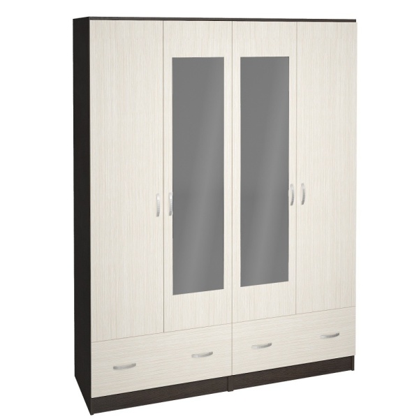 Шкаф Рига 4-х Створчатый с Зеркалом ШК-4 Разные Цвета/Ш-1600 х В-2120 х Г-520 мм